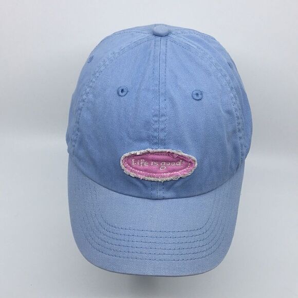 Life Is Good Light Blue and Pink Patch Embroidered Hat Baseball Cap - Picture 4 of 16